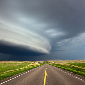 Picture of a derecho over a rural highway.