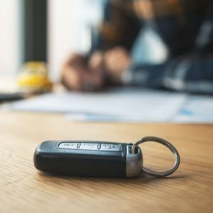 Key fob sitting on table