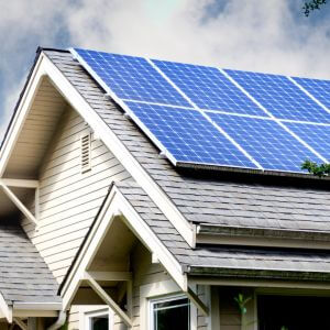 Picture of solar panels on roof of house.