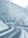 Winding wintery road
